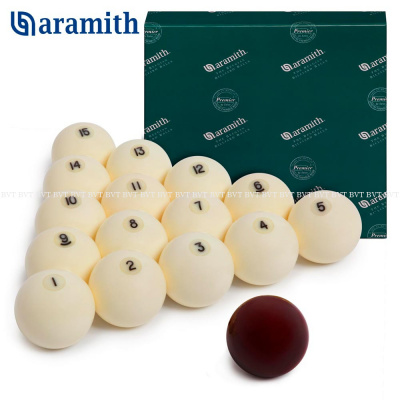 Бильярдные шары 68мм Aramith Premier Pyramid с красным битком и номерами